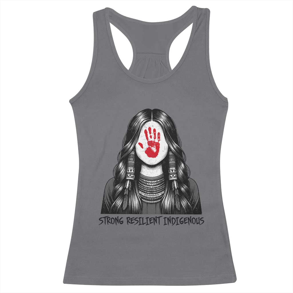 MMIW Strong Resilient Indigenous Racerback Tank Top Stand With Native Women Support TS12 Charcoal Print Your Wear