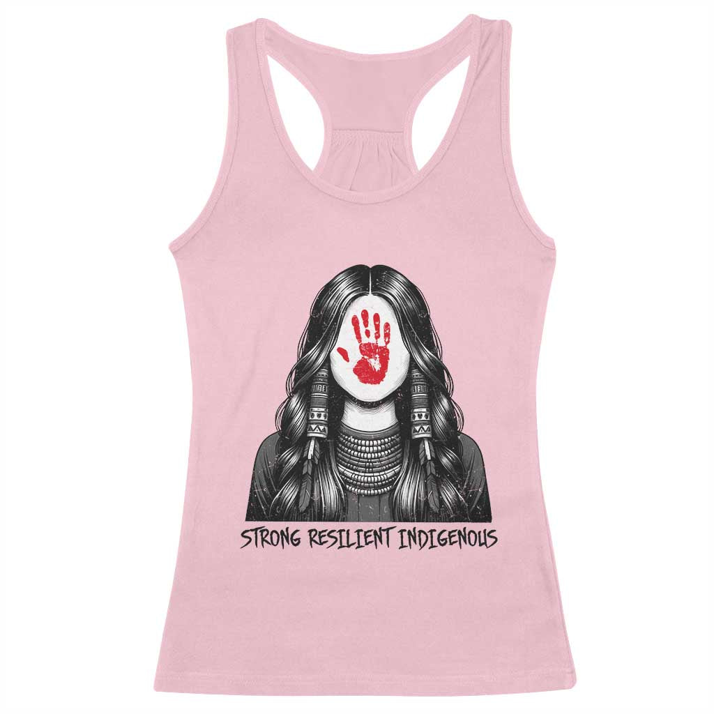 MMIW Strong Resilient Indigenous Racerback Tank Top Stand With Native Women Support TS12 Light Pink Print Your Wear