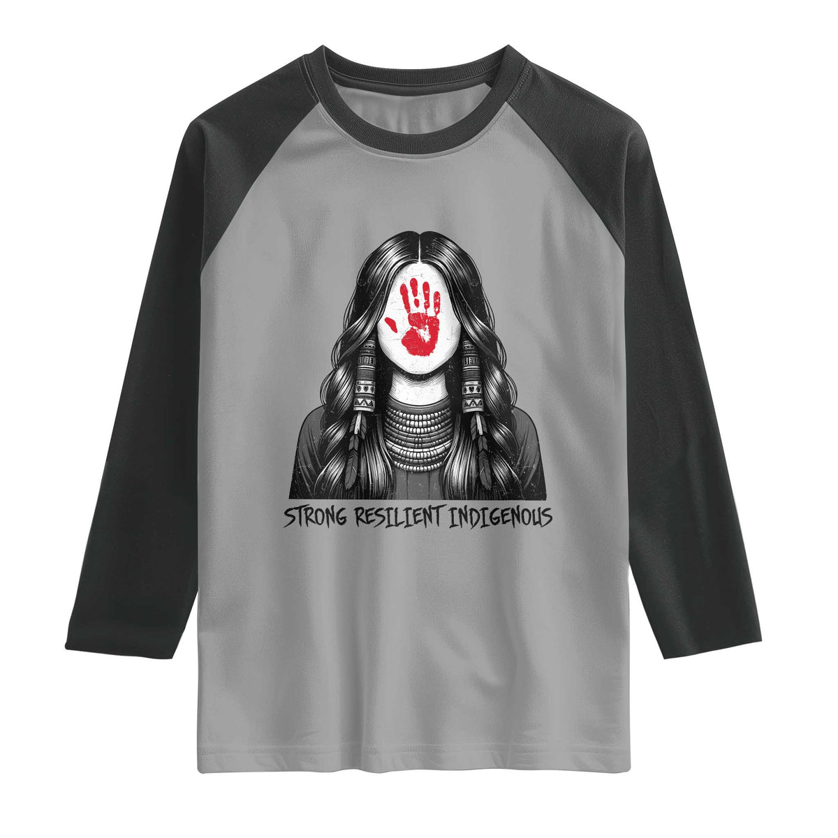 MMIW Strong Resilient Indigenous Raglan Shirt Stand With Native Women Support TS12 Sport Gray Black Print Your Wear