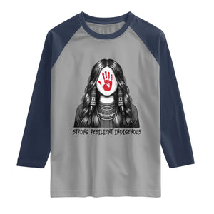 MMIW Strong Resilient Indigenous Raglan Shirt Stand With Native Women Support TS12 Sport Gray Navy Print Your Wear