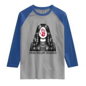 MMIW Strong Resilient Indigenous Raglan Shirt Stand With Native Women Support TS12 Sport Gray Royal Print Your Wear