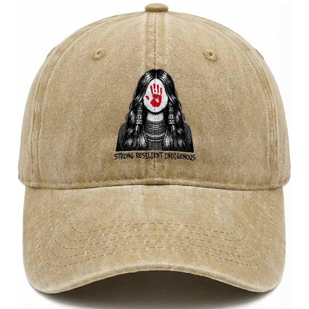 MMIW Strong Resilient Indigenous Washed Cotton Baseball Cap Stand With Native Women Support TS12 Print Your Wear