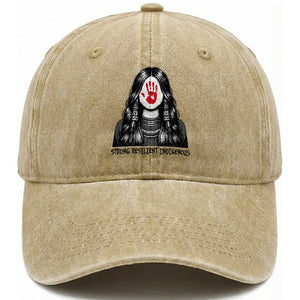 MMIW Strong Resilient Indigenous Washed Cotton Baseball Cap Stand With Native Women Support TS12 Print Your Wear