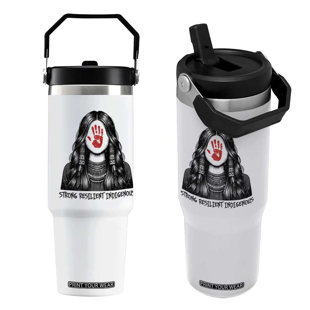 MMIW Strong Resilient Indigenous Flip Straw Tumbler Stand With Native Women Support TS12 One Size: 30 oz White Print Your Wear