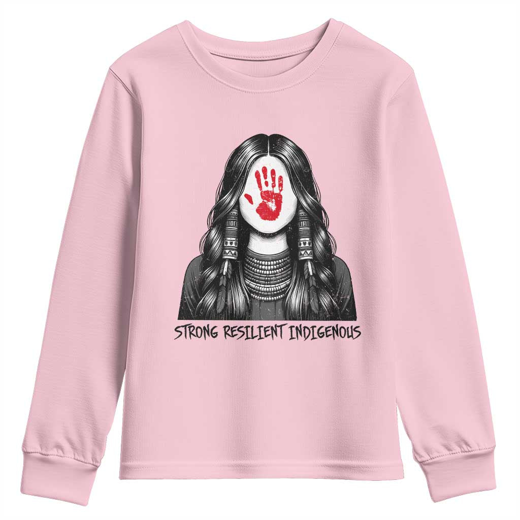 MMIW Strong Resilient Indigenous Youth Sweatshirt Stand With Native Women Support TS12 Light Pink Print Your Wear