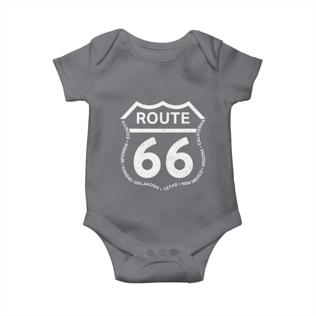 Vintage Route Highway 66 Road Trip Baby Onesie Mother Road All States TS12 Charcoal Print Your Wear