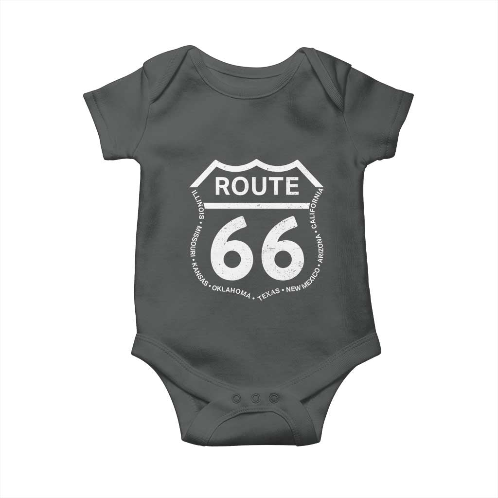 Vintage Route Highway 66 Road Trip Baby Onesie Mother Road All States TS12 Dark Heather Print Your Wear