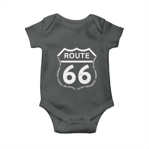 Vintage Route Highway 66 Road Trip Baby Onesie Mother Road All States TS12 Dark Heather Print Your Wear