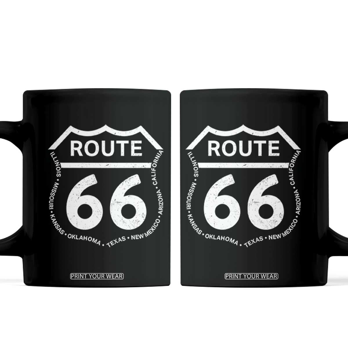 Vintage Route Highway 66 Road Trip Coffee Mug Mother Road All States TS12 Black Print Your Wear