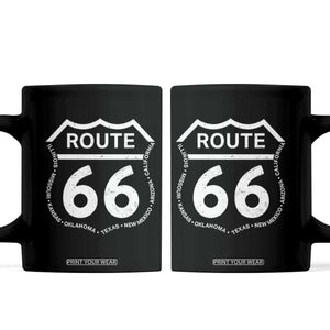 Vintage Route Highway 66 Road Trip Coffee Mug Mother Road All States TS12 Black Print Your Wear