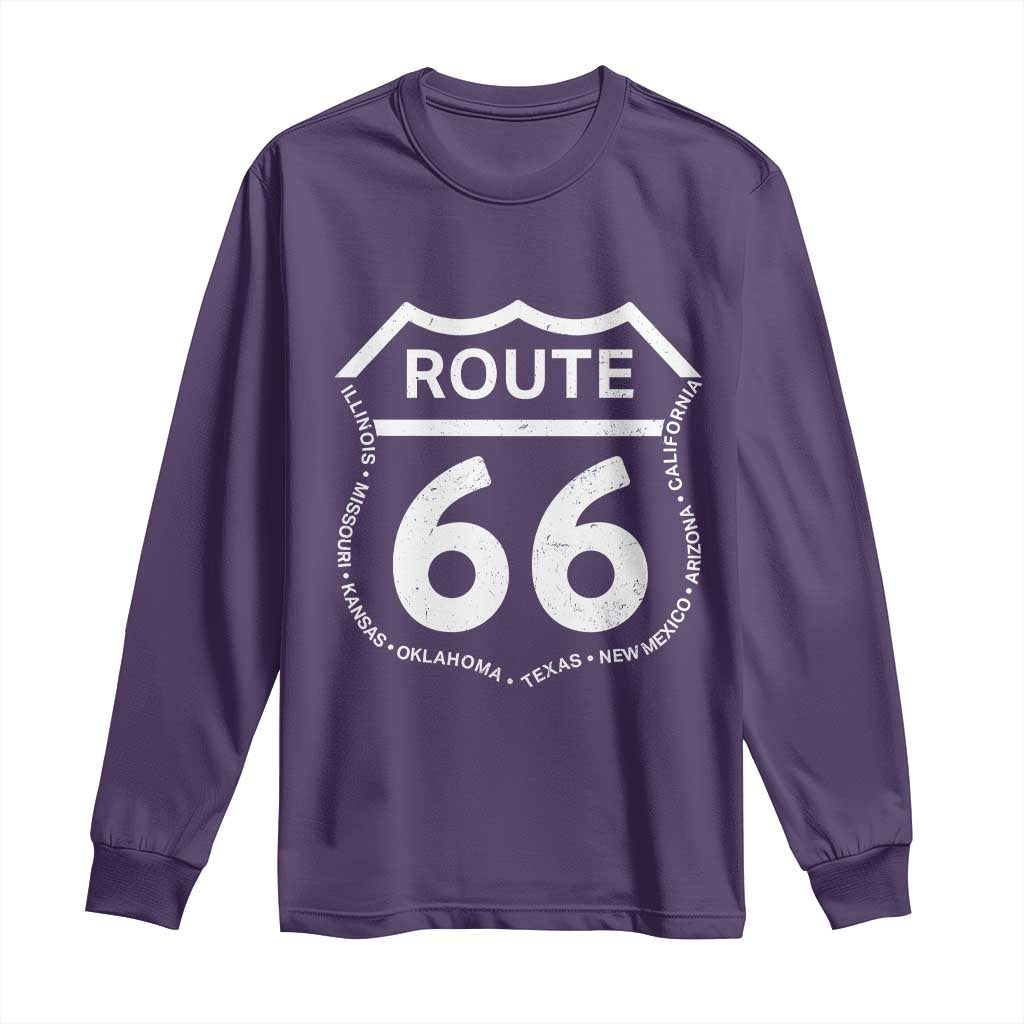 Vintage Route Highway 66 Road Trip Long Sleeve Shirt Mother Road All States TS12 Purple Print Your Wear