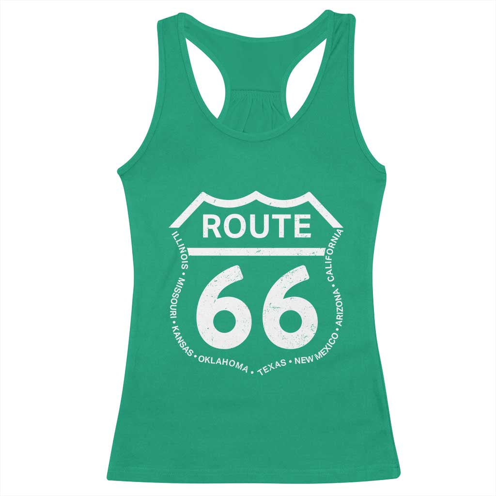 Vintage Route Highway 66 Road Trip Racerback Tank Top Mother Road All States TS12 Irish Green Print Your Wear