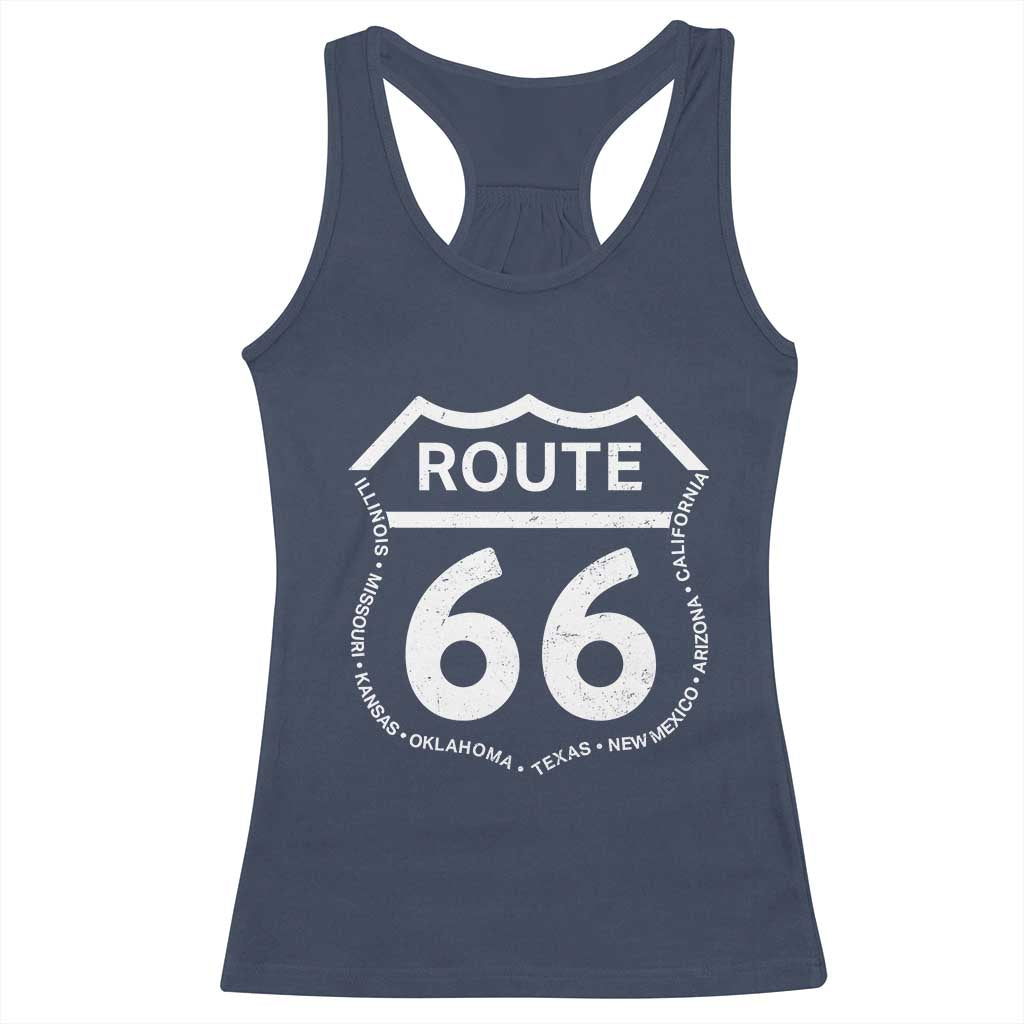 Vintage Route Highway 66 Road Trip Racerback Tank Top Mother Road All States TS12 Navy Print Your Wear