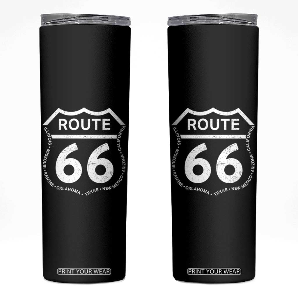 Vintage Route Highway 66 Road Trip Skinny Tumbler Mother Road All States TS12 Black Print Your Wear