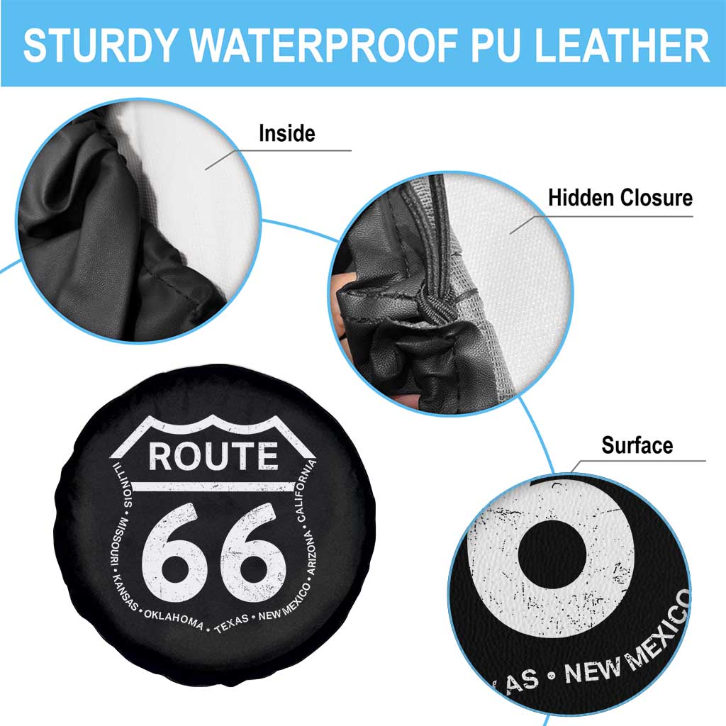 Vintage Route Highway 66 Road Trip Spare Tire Cover Mother Road All States TS12 Print Your Wear