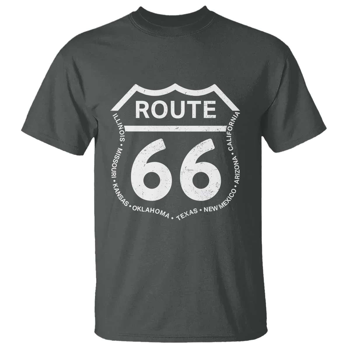 Vintage Route Highway 66 Road Trip T Shirt Mother Road All States TS12 Dark Heather Print Your Wear