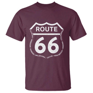 Vintage Route Highway 66 Road Trip T Shirt Mother Road All States TS12 Maroon Print Your Wear