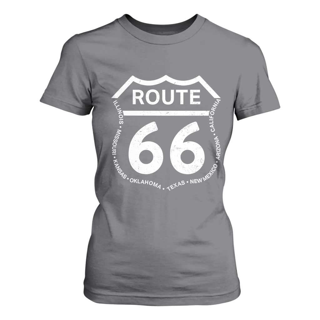 Vintage Route Highway 66 Road Trip T Shirt For Women Mother Road All States TS12 Charcoal Print Your Wear