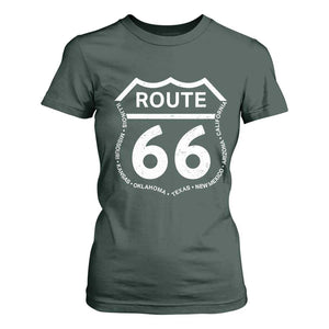 Vintage Route Highway 66 Road Trip T Shirt For Women Mother Road All States TS12 Dark Forest Green Print Your Wear