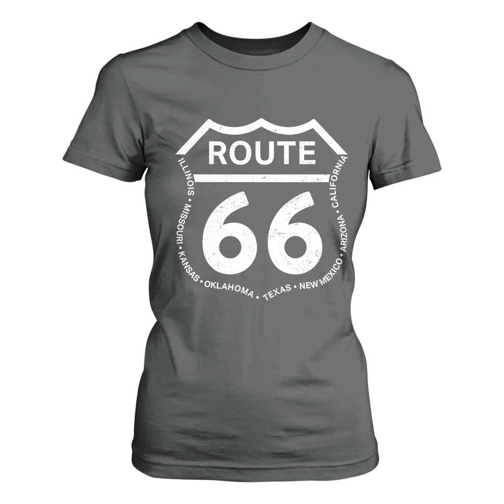 Vintage Route Highway 66 Road Trip T Shirt For Women Mother Road All States TS12 Dark Heather Print Your Wear