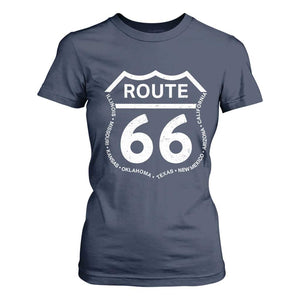Vintage Route Highway 66 Road Trip T Shirt For Women Mother Road All States TS12 Navy Print Your Wear