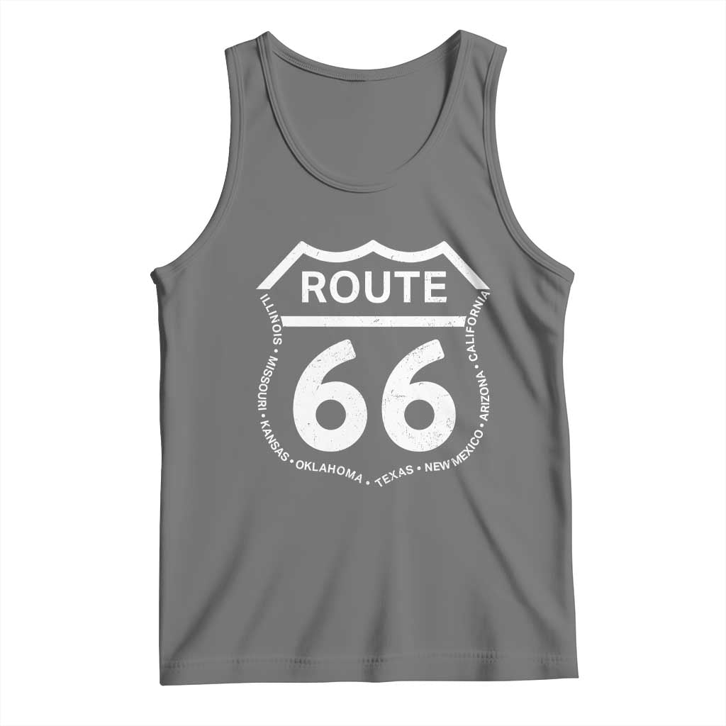 Vintage Route Highway 66 Road Trip Tank Top Mother Road All States TS12 Black Heather Print Your Wear