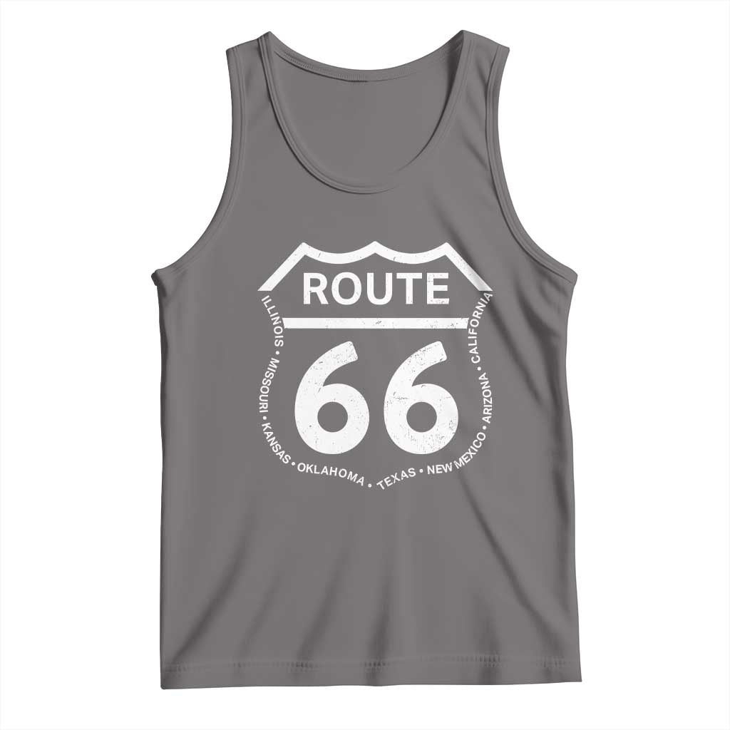 Vintage Route Highway 66 Road Trip Tank Top Mother Road All States TS12 Deep Heather Print Your Wear