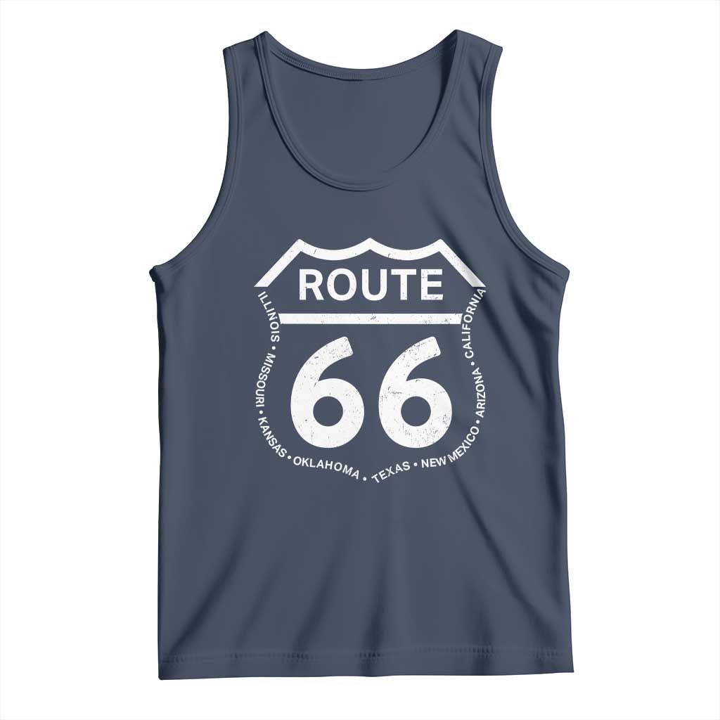 Vintage Route Highway 66 Road Trip Tank Top Mother Road All States TS12 Navy Print Your Wear