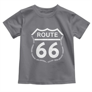 Vintage Route Highway 66 Road Trip Toddler T Shirt Mother Road All States TS12 Charcoal Print Your Wear