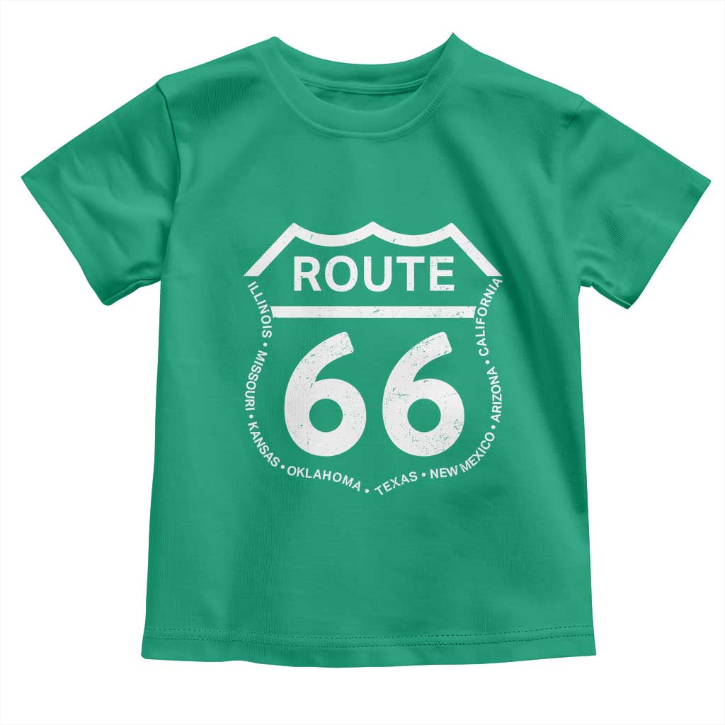 Vintage Route Highway 66 Road Trip Toddler T Shirt Mother Road All States TS12 Irish Green Print Your Wear