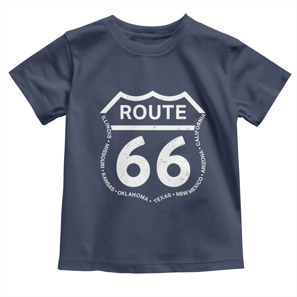 Vintage Route Highway 66 Road Trip Toddler T Shirt Mother Road All States TS12 Navy Print Your Wear