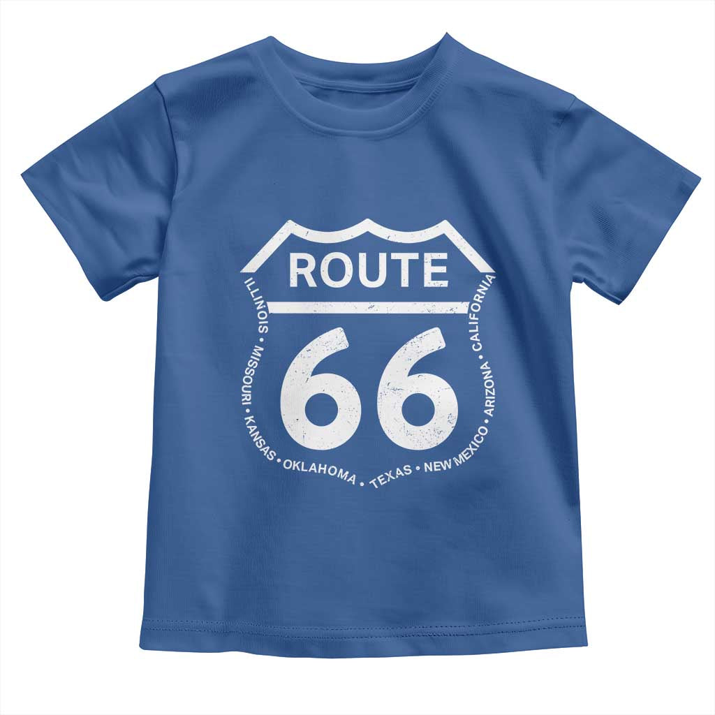 Vintage Route Highway 66 Road Trip Toddler T Shirt Mother Road All States TS12 Royal Blue Print Your Wear