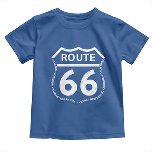 Vintage Route Highway 66 Road Trip Toddler T Shirt Mother Road All States TS12 Royal Blue Print Your Wear