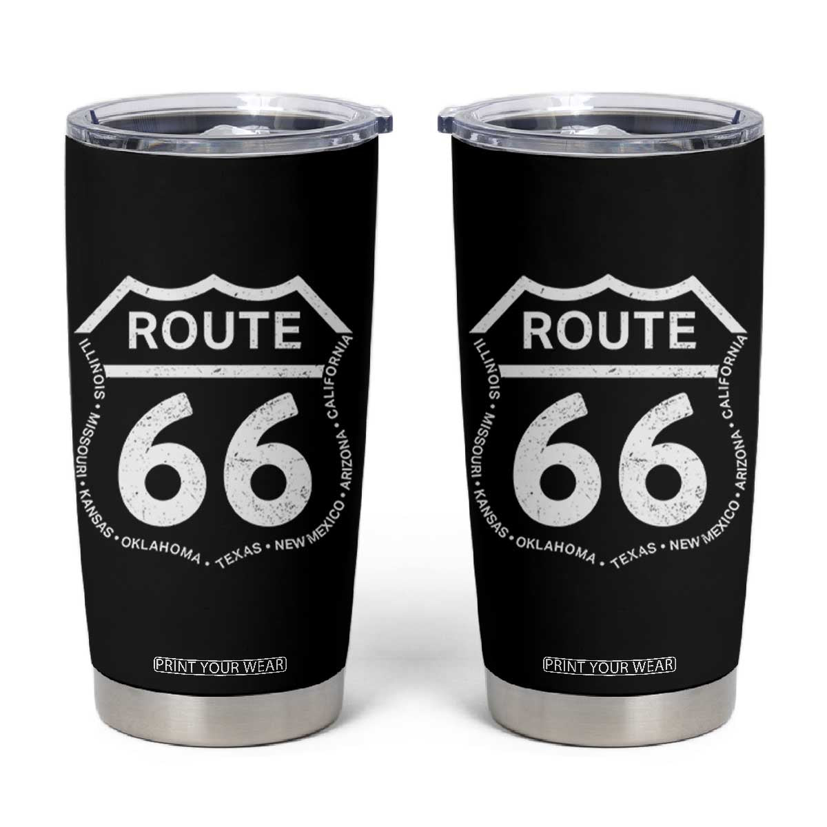 Vintage Route Highway 66 Road Trip Tumbler Cup Mother Road All States TS12 Black Print Your Wear