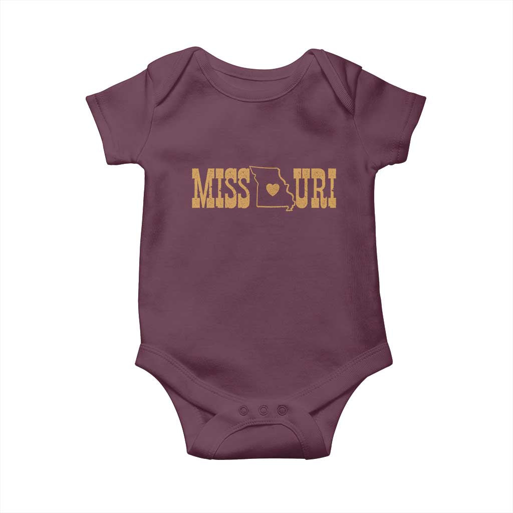 Vintage Missouri State Map Baby Onesie Midwest Pride Gift TS12 Maroon Print Your Wear