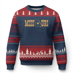 Vintage Missouri State Map Ugly Christmas Sweater Midwest Pride Gift TS12 Navy Red Print Your Wear