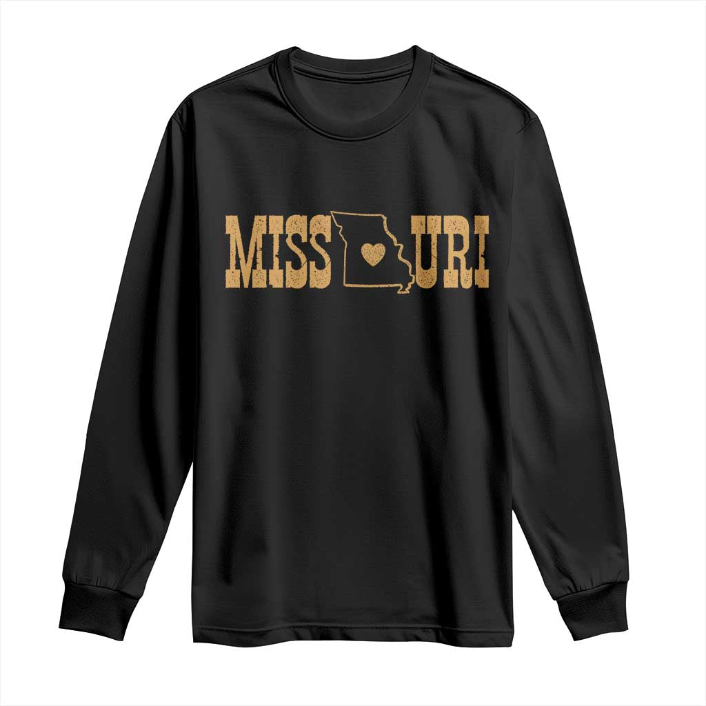 Vintage Missouri State Map Long Sleeve Shirt Midwest Pride Gift TS12 Black Print Your Wear