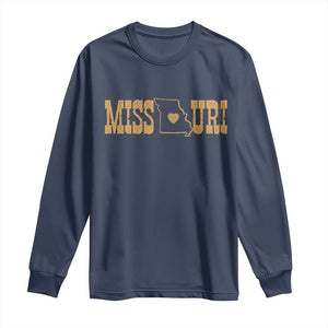 Vintage Missouri State Map Long Sleeve Shirt Midwest Pride Gift TS12 Navy Print Your Wear