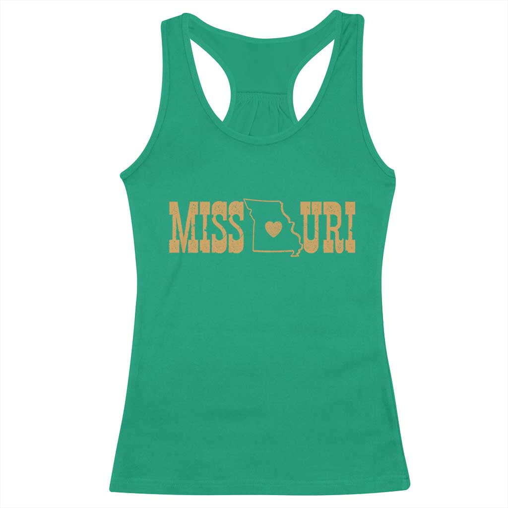 Vintage Missouri State Map Racerback Tank Top Midwest Pride Gift TS12 Irish Green Print Your Wear