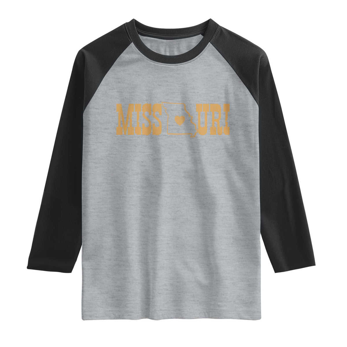 Vintage Missouri State Map Raglan Shirt Midwest Pride Gift TS12 Heather Gray Black Print Your Wear