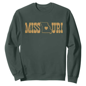 Vintage Missouri State Map Sweatshirt Midwest Pride Gift TS12 Dark Forest Green Print Your Wear