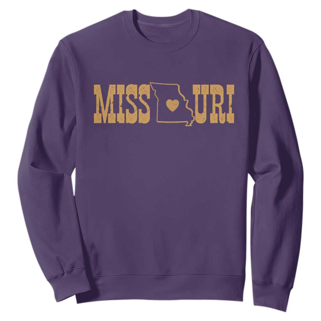 Vintage Missouri State Map Sweatshirt Midwest Pride Gift TS12 Purple Print Your Wear
