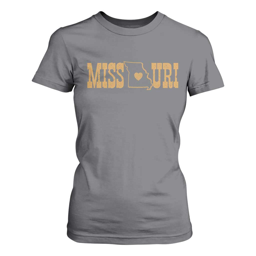 Vintage Missouri State Map T Shirt For Women Midwest Pride Gift TS12 Charcoal Print Your Wear