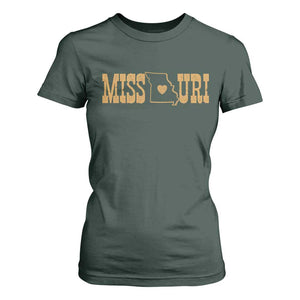 Vintage Missouri State Map T Shirt For Women Midwest Pride Gift TS12 Dark Forest Green Print Your Wear