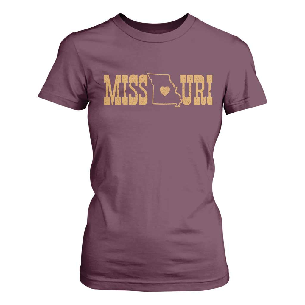Vintage Missouri State Map T Shirt For Women Midwest Pride Gift TS12 Maroon Print Your Wear