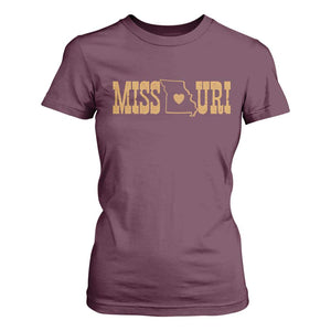 Vintage Missouri State Map T Shirt For Women Midwest Pride Gift TS12 Maroon Print Your Wear