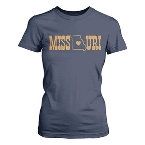 Vintage Missouri State Map T Shirt For Women Midwest Pride Gift TS12 Navy Print Your Wear