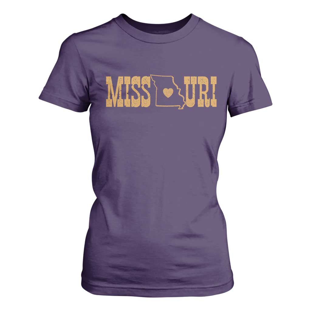 Vintage Missouri State Map T Shirt For Women Midwest Pride Gift TS12 Purple Print Your Wear