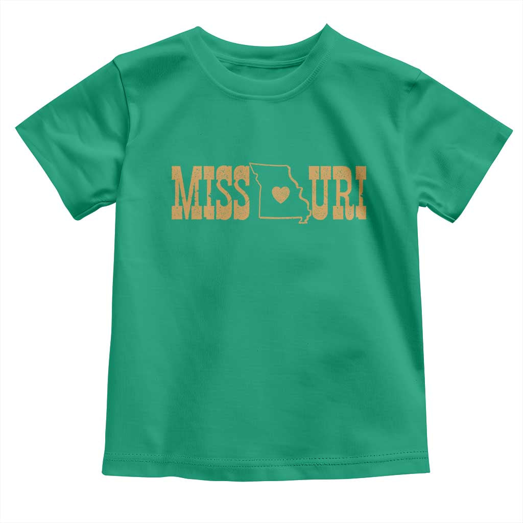Vintage Missouri State Map Toddler T Shirt Midwest Pride Gift TS12 Irish Green Print Your Wear