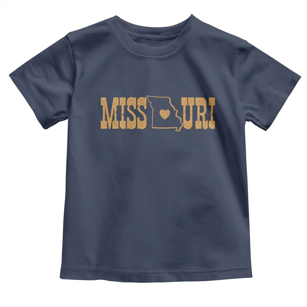 Vintage Missouri State Map Toddler T Shirt Midwest Pride Gift TS12 Navy Print Your Wear